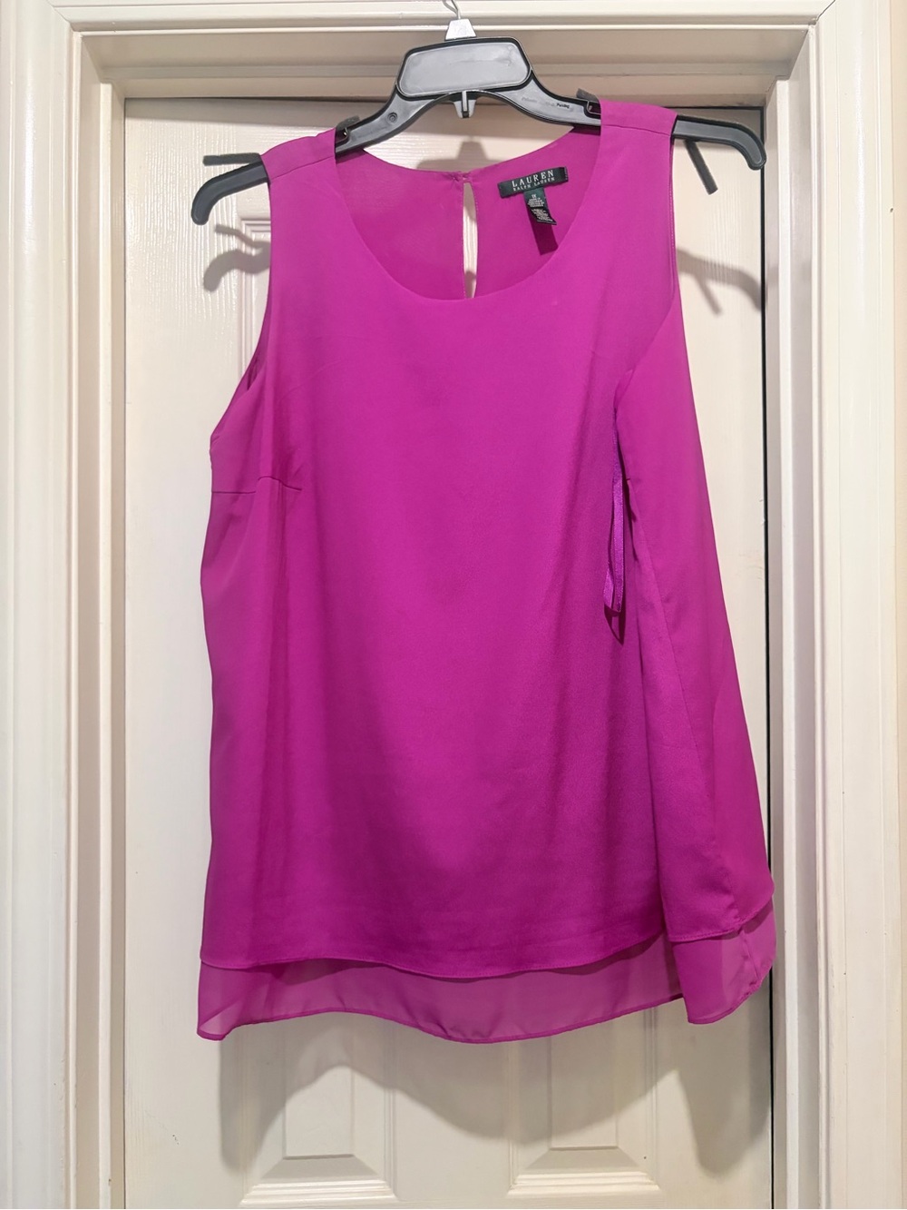 Lauren Ralph Lauren Fuchsia Layered Hem Sleeveless Camisole